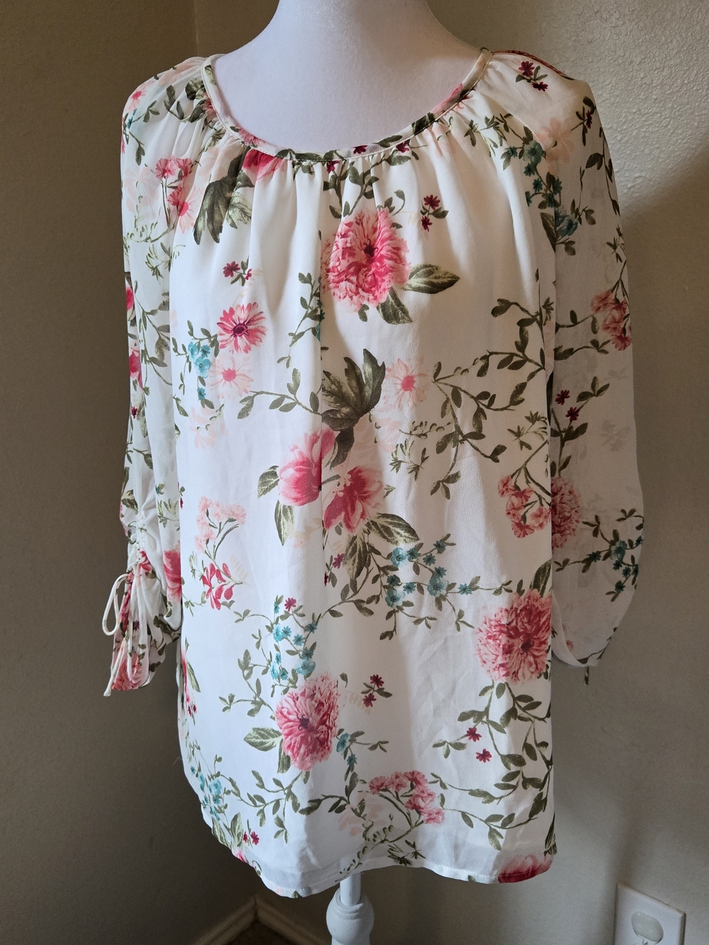 Westport Cream Tunic with Pink Floral Print